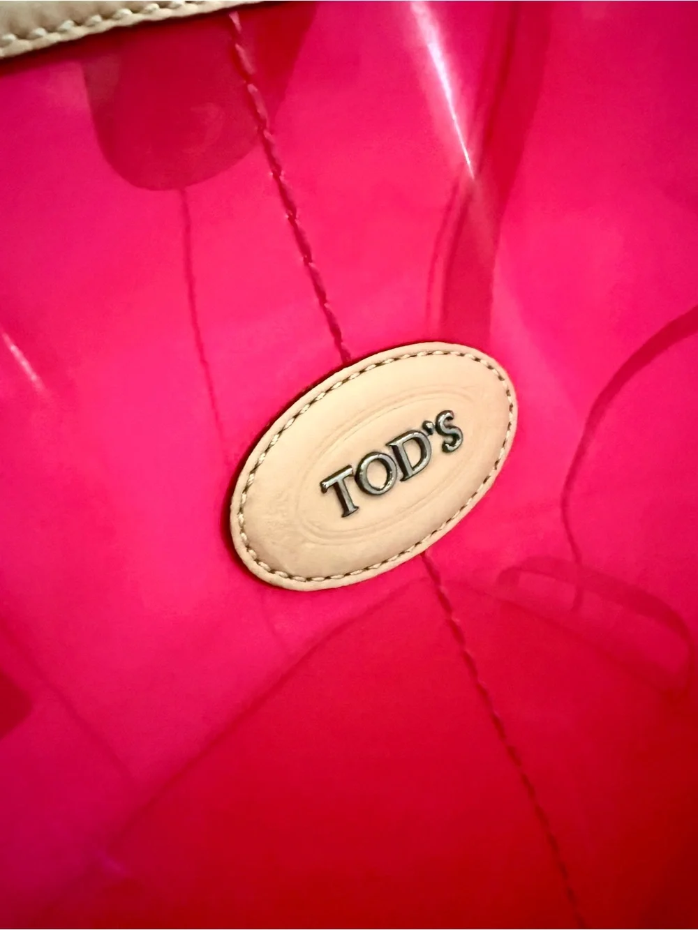 Tod’s PVC Tote Bag Pink Leather Trim Matching pouch